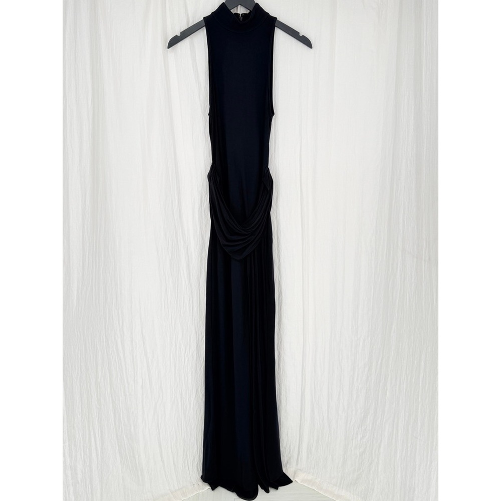 Helsa Ophelia Draped High Slit Maxi Dress Black NWOT Small - Picture 11 of 12